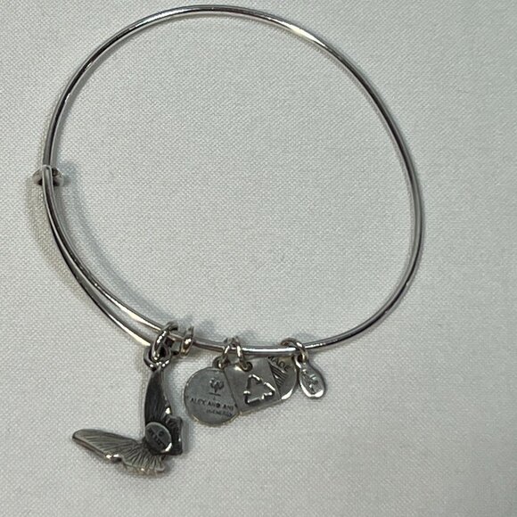 Alex and Ani Silver Butterfly Charm Bangle Bracelet - Picture 1 of 5